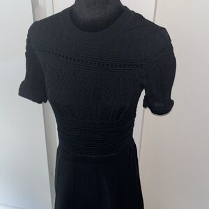 Zara Little Black Knit Midi Dress Size Medium